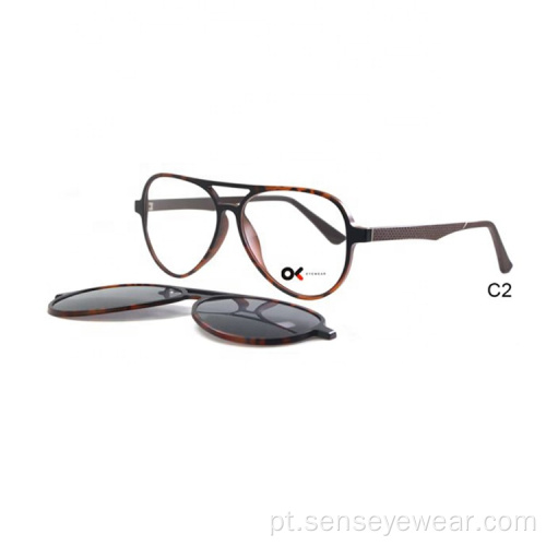 Men Ultem Optical Frame Magnetic Clip em óculos de sol